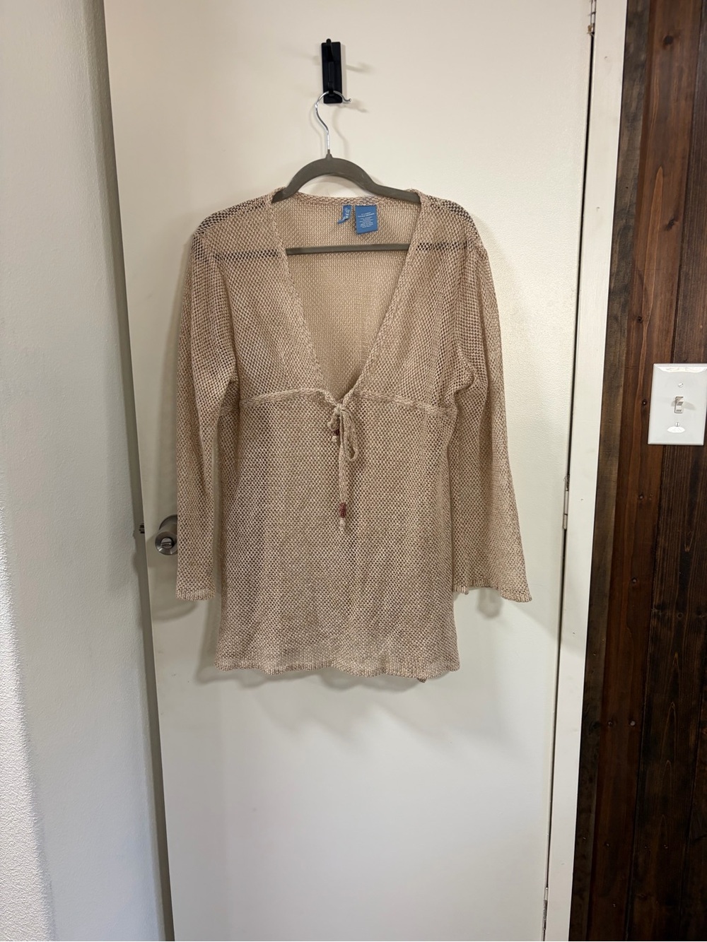 St. John's Bay Beige Mesh Tie-Front Swim Coverup